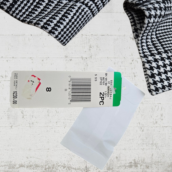 90s Jones New York Houndstooth Belted Office Blazer Prince of Wales Size 8 NWT - Picture 6 of 15